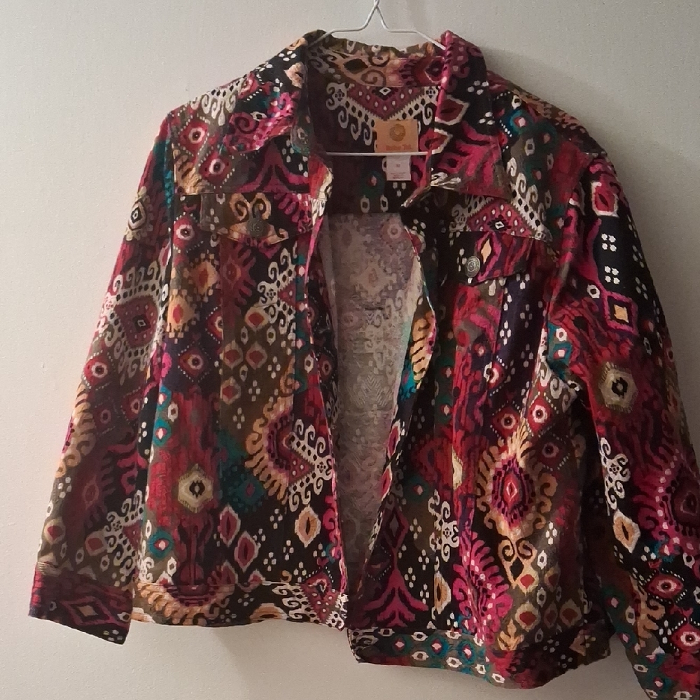 Boho Jacket: Ruby Rd. Multicolor Patterned %100 C… - image 2
